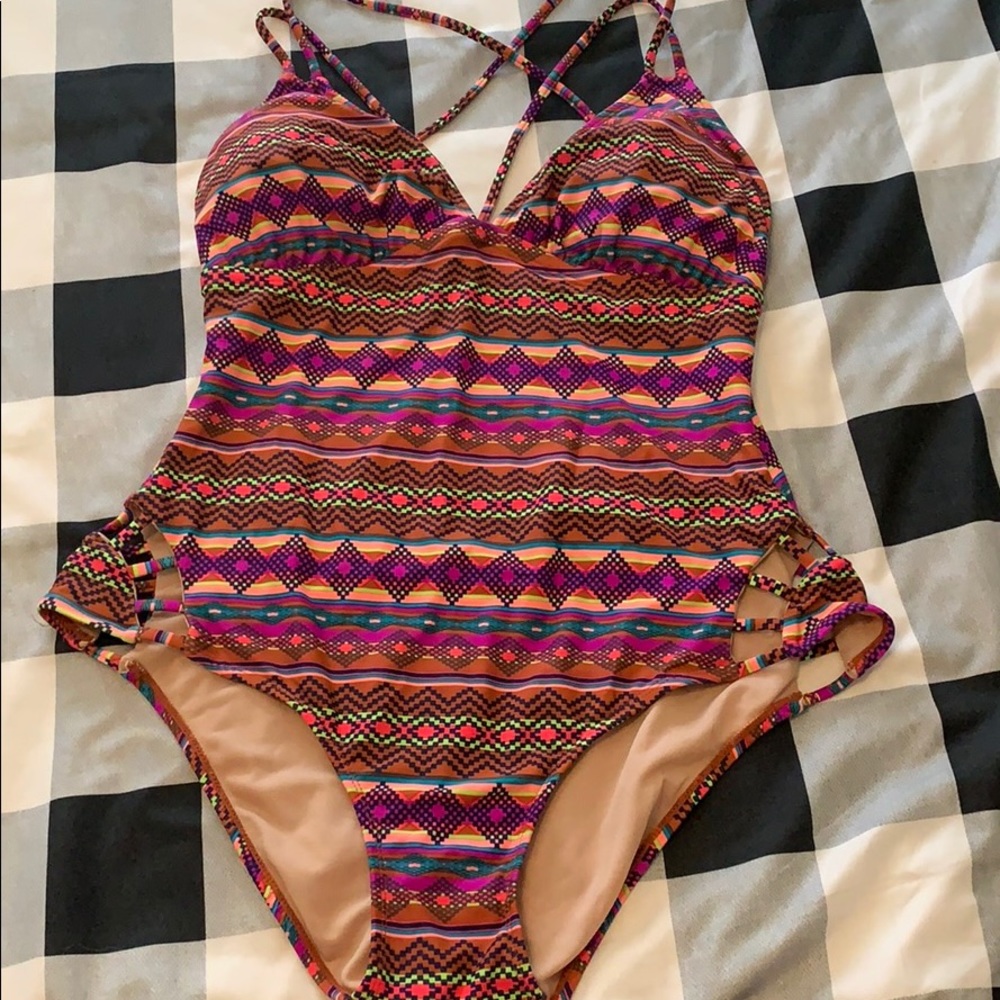 Aztec Print One Piece Swimming Suit